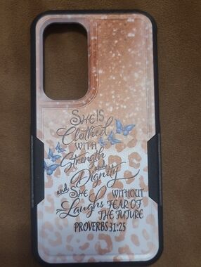 Floral Script Leopard Phone Case - Peach White